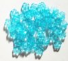 50 3x8mm Transparent Aqua Cupped Flower Beads